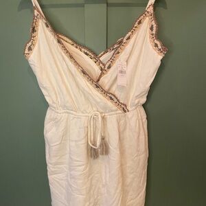 American Eagle Outfitters Cream romper with Crochet detailing